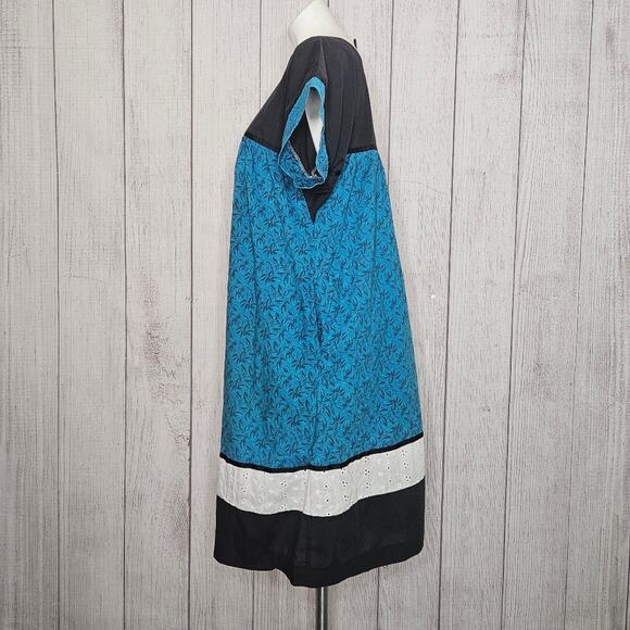 VTG T&L Muumuu Factory Hawaii Color Block House Dress with Pockets, sz Medium - Picture 2 of 5